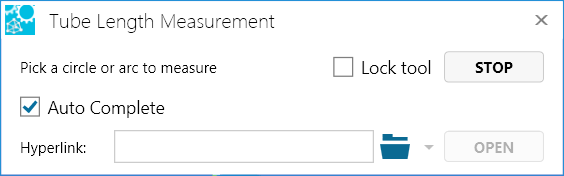 Tube length Measurement dialog box